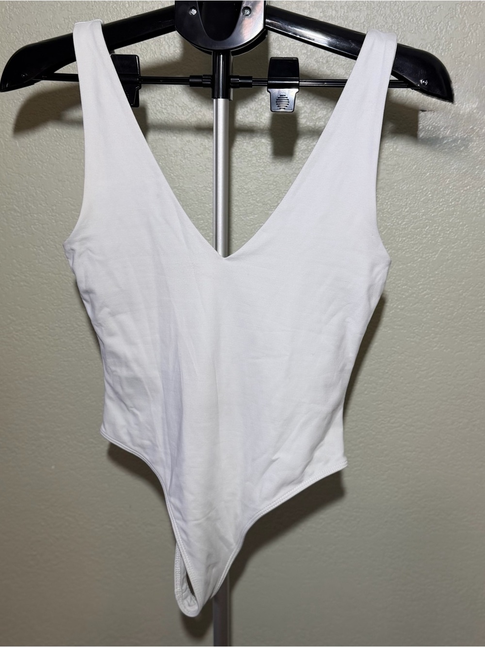 Babaton White V-Neck Bandeau Bodysuit